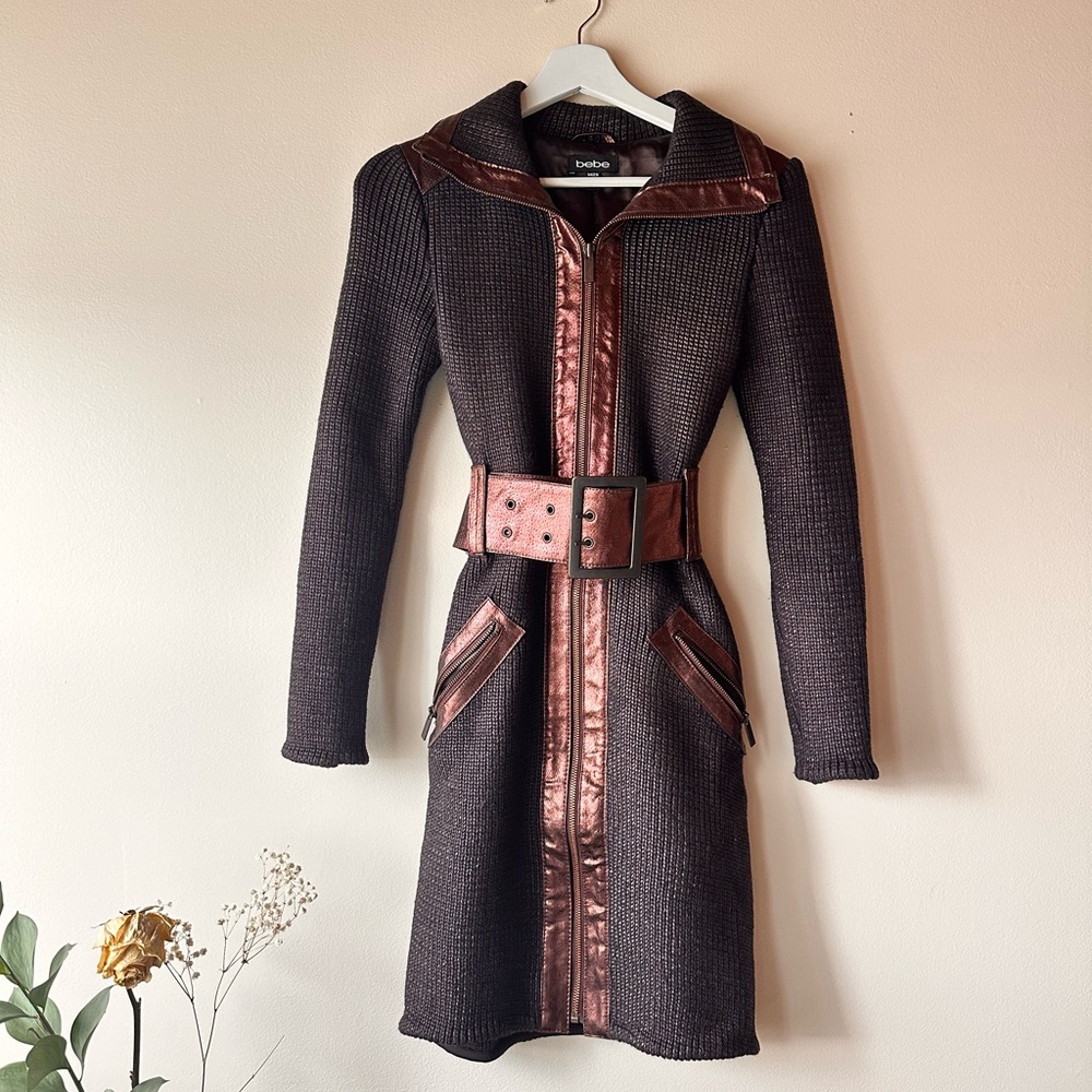 The most stunning vintage high quality y2k dark academia Bebe jacket with belt.